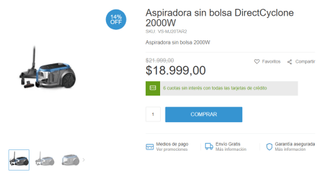 Aspiradora Sin Bolsa DirectCyclone 2000W