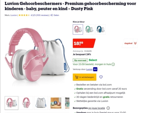 Hilarisch middelen stikstof Korting bij Bol.com op Luvion Gehoorbeschermers - Premium gehoorbescherming  voor kinderen - baby, peuter en kind