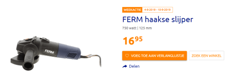 Reciteren Kruiden Fotoelektrisch FERM AGM1060S Haakse slijper 750W - 115mm - Paddle Switch voor €16,95