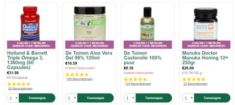 3 halen = 1 betalen bij Holland & Barrett Aanbiedingen