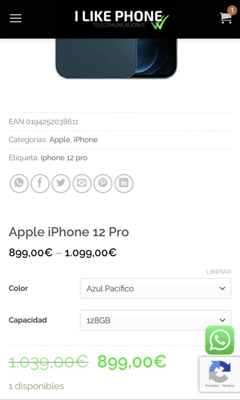 Apple iPhone 12 Pro 128GB Azul Pacífico Libre