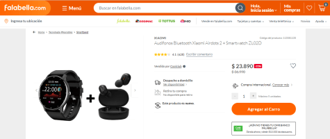 XIAOMI Audífonos Bluetooth Xiaomi Airdots 2 + Smartwatch ZL02D