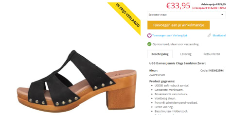 Dames Clogs Sandalen Zwart voor €33,95