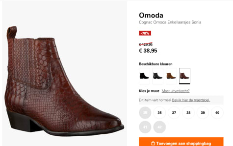 Cognac Omoda Enkellaarsjes Sonia voor €38,95 bij Omoda