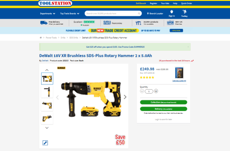DeWalt DCH263 Cordless SDS Plus Drill + 