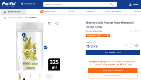 Shampoo Seda Recarga Natural 325 ml Biotina + Óleo de Rícino