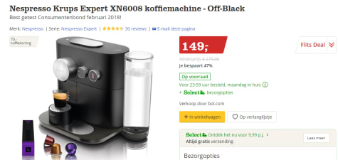 Nespresso Krups Expert XN6008 koffiemachine - Off-Black