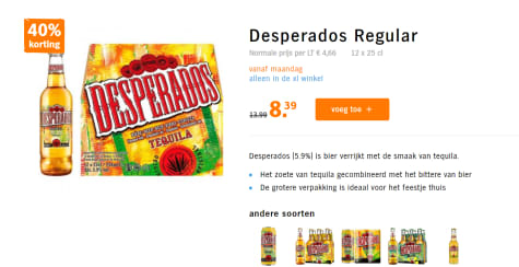 Desperados Regular 12 x 25 cl voor €8,39 Aanbiedingen Desperados Regular 12 x 25 cl voor €8,39 Aanbiedingen