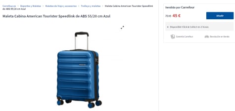 Maleta Cabina American Tourister Speedlink de 55/20 cm Azul por 45€ en Carrefour