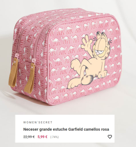 Neceser estuche Garfield camellos rosa por en Women Secret