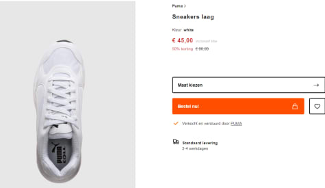 Puma witte sneakers voor €45 Puma witte sneakers voor €45