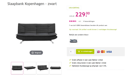 ruimte Sandalen In het algemeen Slaapbank Kopenhagen - zwart voor €229