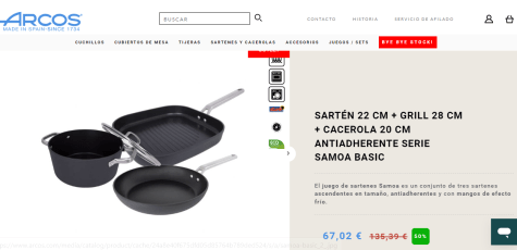 Set de sartén + grill + cacerola Samoa Basic por 60,32€
