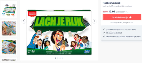 Hasbro Gaming Lach je rijk Monopoly editie bordspel voor €12,95