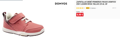 Zapatillas para Bebés Domyos 550 por 9.99€ en Decathlon