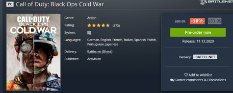 Call of Duty: Black Ops Cold War voor €45,77