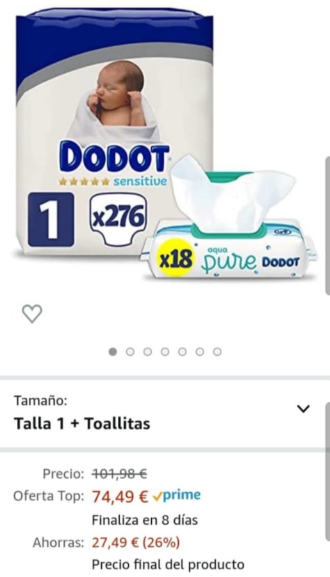 Dodot Pañales Bebé Sensitive Talla 1 (2-5 kg), 276 Pañales + Talla