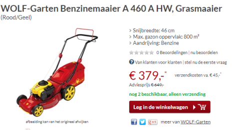 Wolf Garten A 460 A Hw Benzine Grasmaaier Voor 424