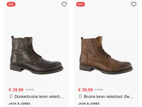 Jack \u0026 Jones heren veterboots voor €39,99 bij Vanharen