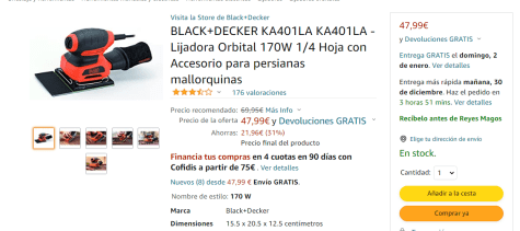BLACK+DECKER KA401LA KA401LA Lijadora Orbital 170W 1 4 Hoja con Accesorio  para persianas mallorquinas : : Bricolaje y herramientas