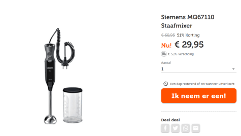 Boom helpen aanval Siemens Staafmixer MQ67110 voor €29,95