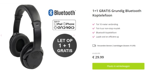 Grundig Bluetooth Koptelefoon 1+1