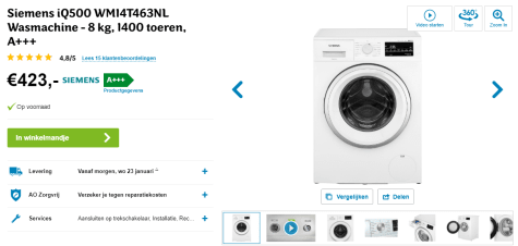 instinct Sceptisch na school Siemens WM14T463NL iQ500 - iSensoric - Wasmachine voor €423