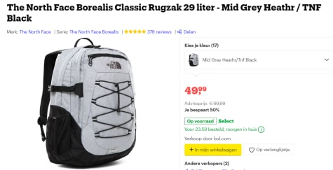Product Honger Zie insecten The North Face Borealis Classic Rugzak 29 liter voor €49,99