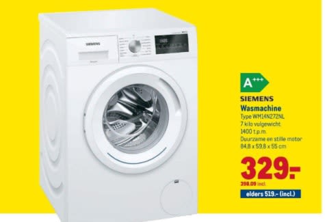 SIEMENS WM14N272NL A+++ voor €398,09