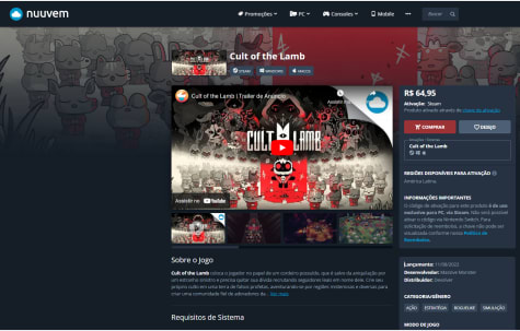 Jogo Cult of the Lamb na Steam - R$ 64,95