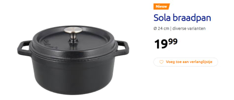 Manier verlamming Denk vooruit Sola Gietijzeren braadpan 24 cm voor €19,99