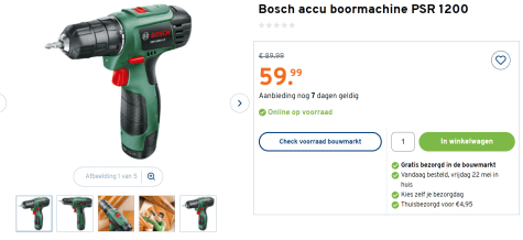 uitvinding Ongelijkheid Gemaakt om te onthouden Compacte Bosch Accuboormachine PSR 1200 voor €59,99