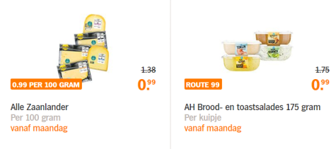 Albert Heijn Route 99 - veel aanbiedingen voor €0,99 Aanbiedingen