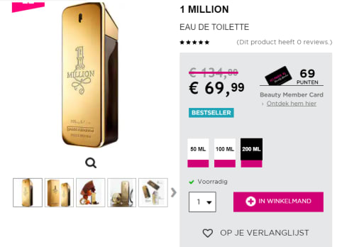 Arbitrage Shinkan wassen Paco Rabanne One Million Eau de Toilette Spray 200 ml voor €69,99