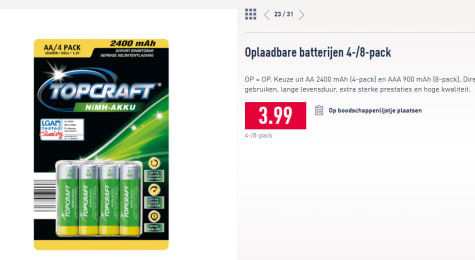 Pedagogie rijk Vermomd Oplaadbare batterijen 4-/8-pack voor €3,99