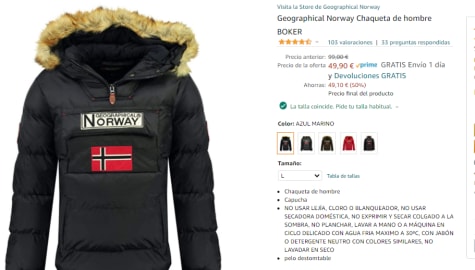 Chaqueta Geographical Norway Hombre por 49,90€.