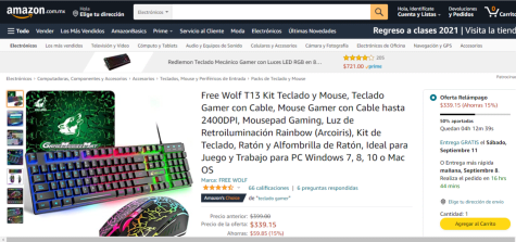 Free Wolf T13 Kit Teclado y Mouse, Teclado Gamer con Cable, Mouse Gamer con  Cable hasta 2400DPI, Mousepad Gaming, Luz de Retroiluminación Rainbow  (Arcoiris), Kit de Teclado, Ratón y Alfombrilla de Ratón