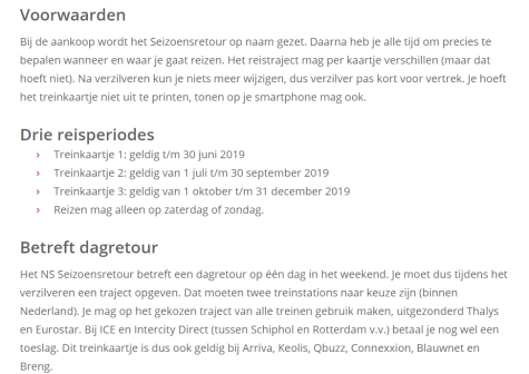 NS Seizoensretour - 3 treinkaartjes voor €36,90 Aanbiedingen