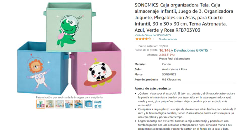 Caja organizadora Tela, Caja almacenaje Infantil, Juego de 3, Organizadora  Juguete, Plegables con Asas, para Cuarto