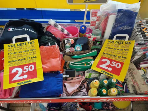  Zeeman actie alles in de tas voor 2 50