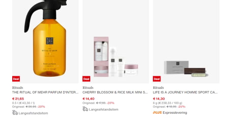 Zalando kortingscode voor 15% extra korting op Rituals producten in de sale  met 20% kortingRituals producten 20% korting