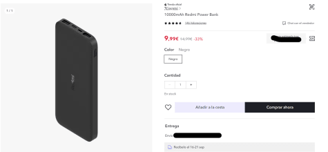 Batería Portátil Power Bank Xiaomi 10.000 Mah Redmi Black con Ofertas en  Carrefour