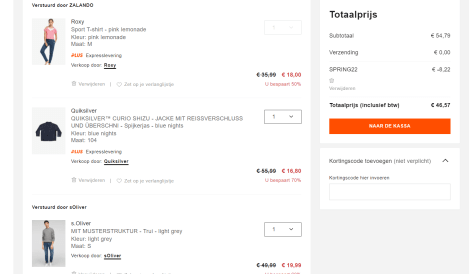 15% extra korting op geselecteerde lentelooks in de sale tot 72% bij Zalando