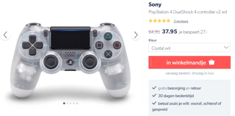 Sony PlayStation 4 Dualshock 4 V2 Controller - White Crystal - PS4 voor  €37,95
