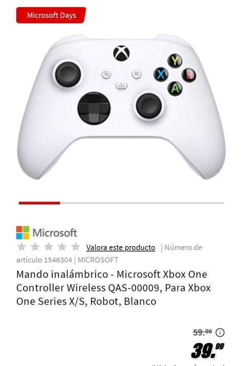 Mando inalámbrico Xbox Robot White · Videojuegos · El Corte Inglés