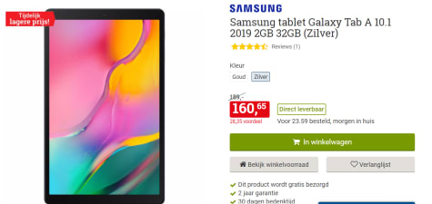 Samsung GALAXY TAB A 10.1 32 GB voor €160,65 Aanbiedingen
