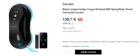 Robot Limpiacristales Cecotec Conga Windroid 890 Spraywater Smart Connected  con Ofertas en Carrefour