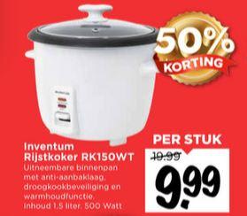 onenigheid Smash Maar Inventum RK150WT 1.5l 500W Wit rijstkoker voor €9,99