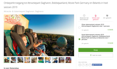 Onbeperkt toegang tot Attractiepark Slagharen, Bobbejaanland, Movie Park Germany & Belantis in 2019 Aanbiedingen