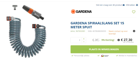 hoofdpijn zweer Intrekking GARDENA Balkon spiraalslangset 15 meter voor €27,30